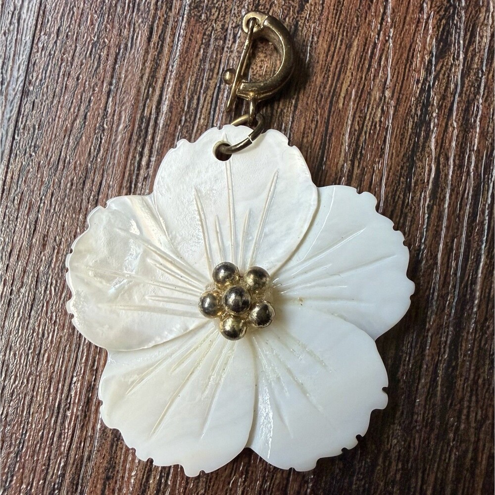 Joan Rivers Mother of Pearl Pendant Enhancer Hibiscus Flower Statement Piece